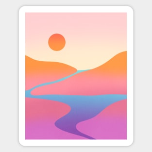 Sunset Pink Gradient Minimalist Landscape Sticker